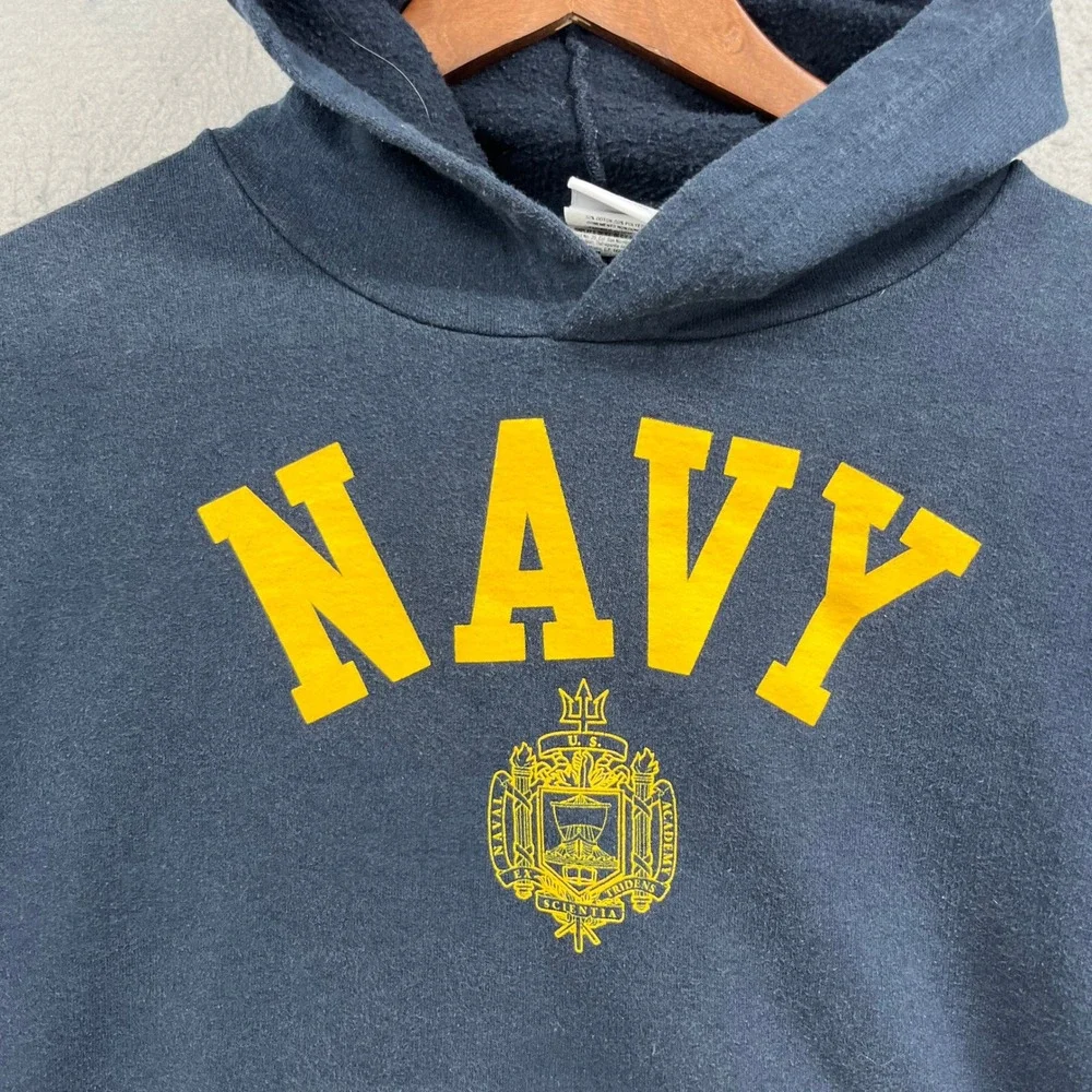 US Navy Champion Hoodie Kids Medium 7-8 Blue Naval Academy Pullover Sweatshirt